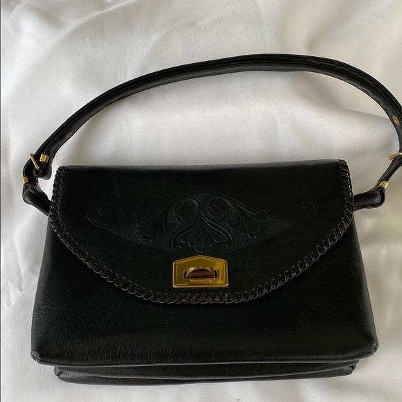 Meeker Handbags - Meeker Leather Purse Black Hand Tooled Vintage